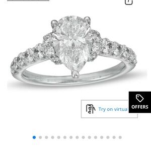 Vera Wang Love 2.25 CT Pear Shape Engagement Ring | IGI Certified | Size 5